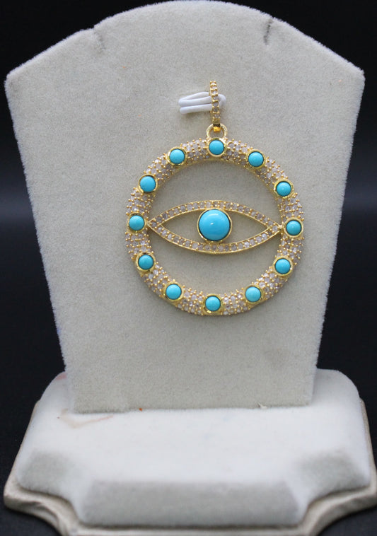 Evil Eye Diamond & Turquoise Pendant
