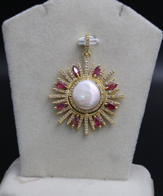 Sun Pendant Diamond With Gemstones