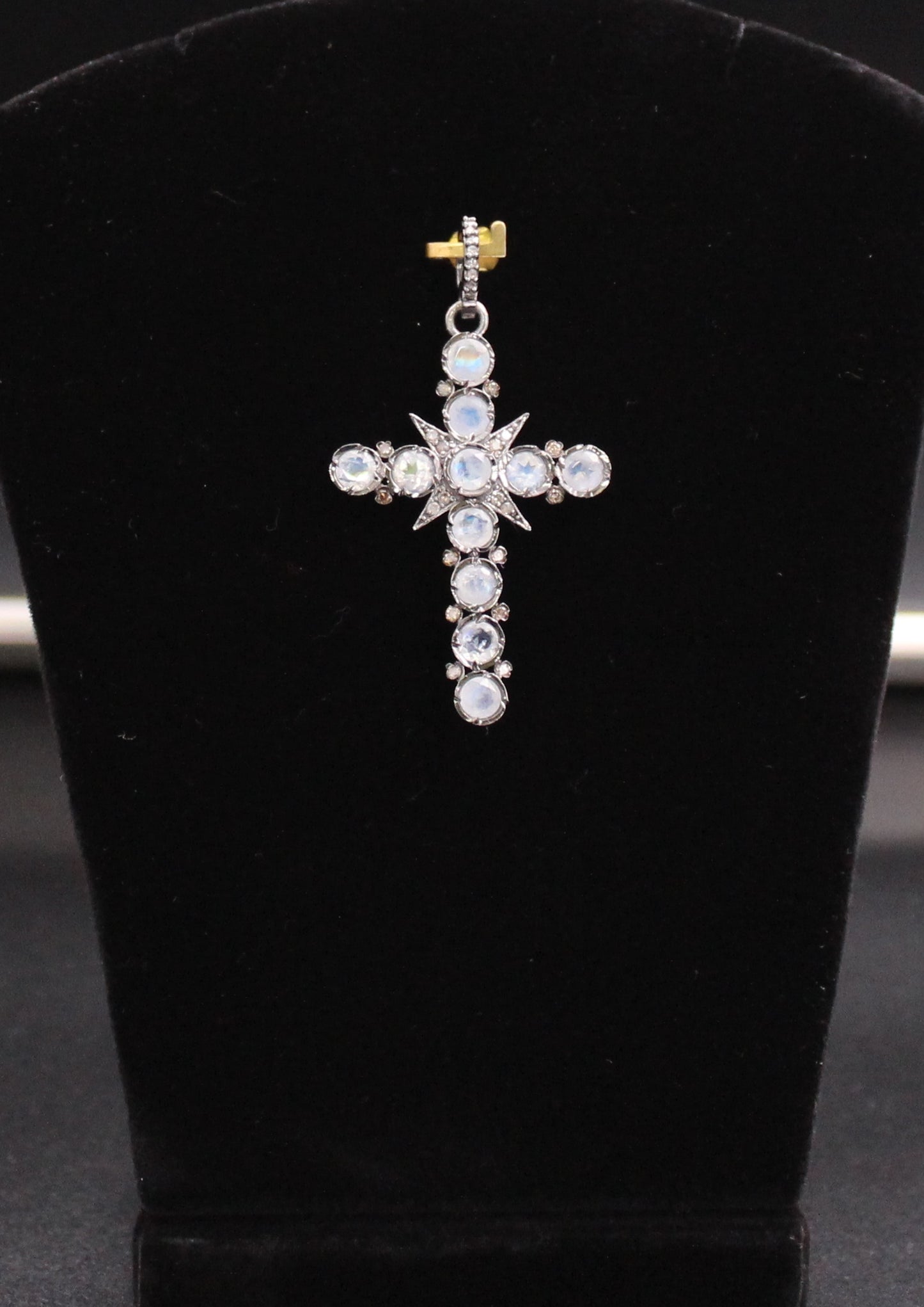 Small Cross Diamond & Gemstones Pendant
