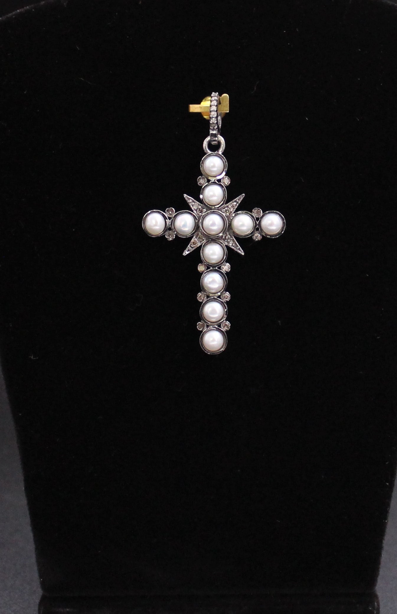Small Cross Diamond & Gemstones Pendant