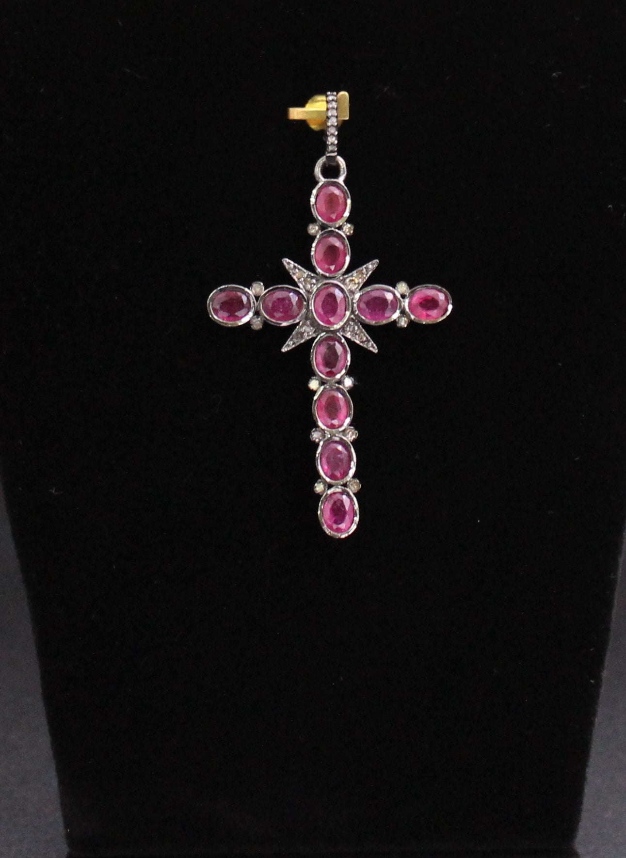 Big Cross Diamond & Gemstones Pendant