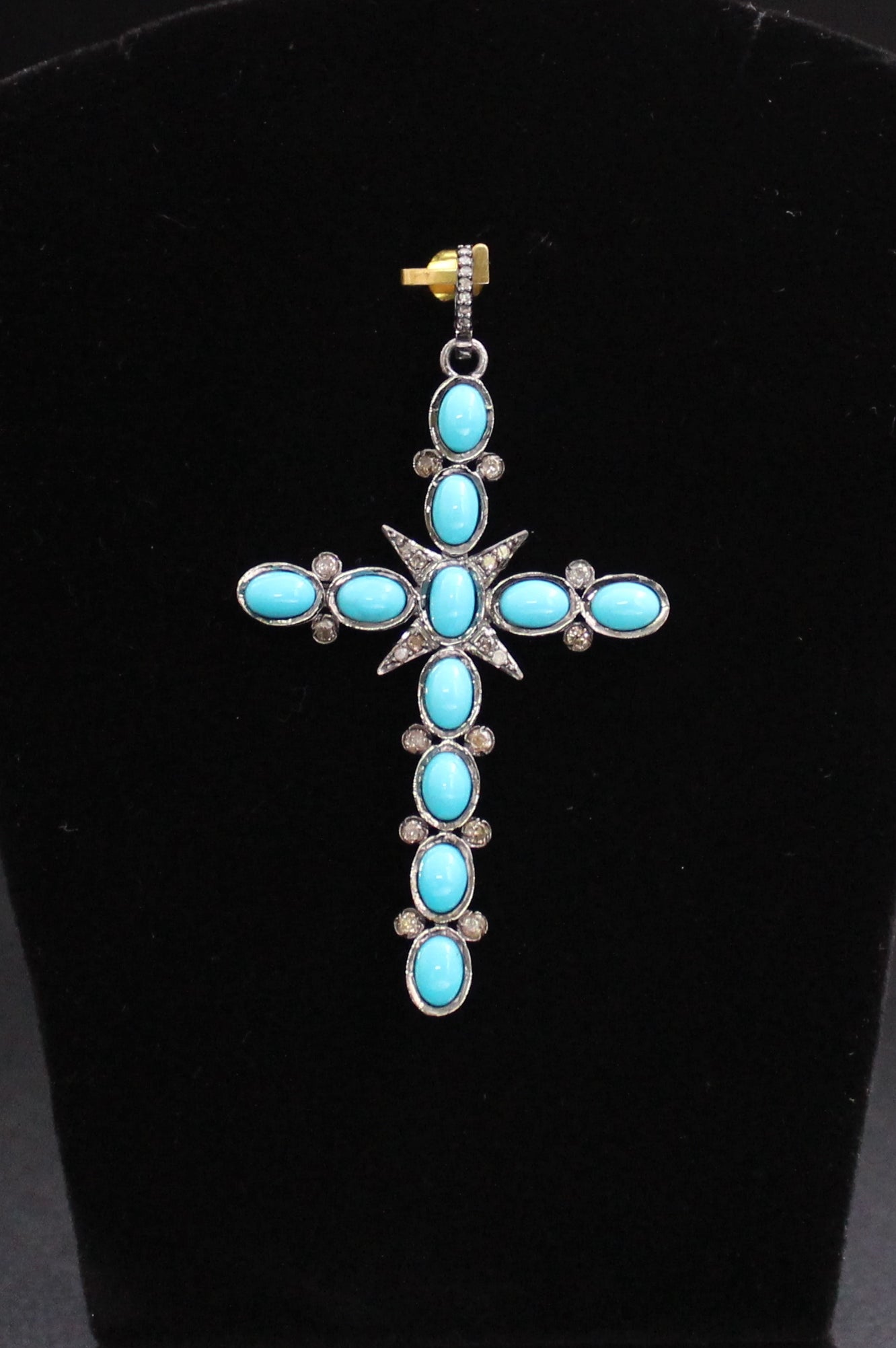 Big Cross Diamond & Gemstones Pendant