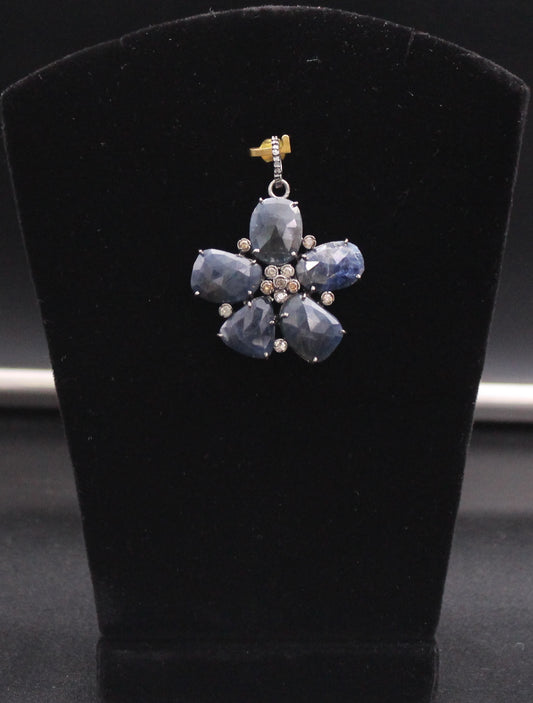 Flower Diamond & Gemstones Pendant
