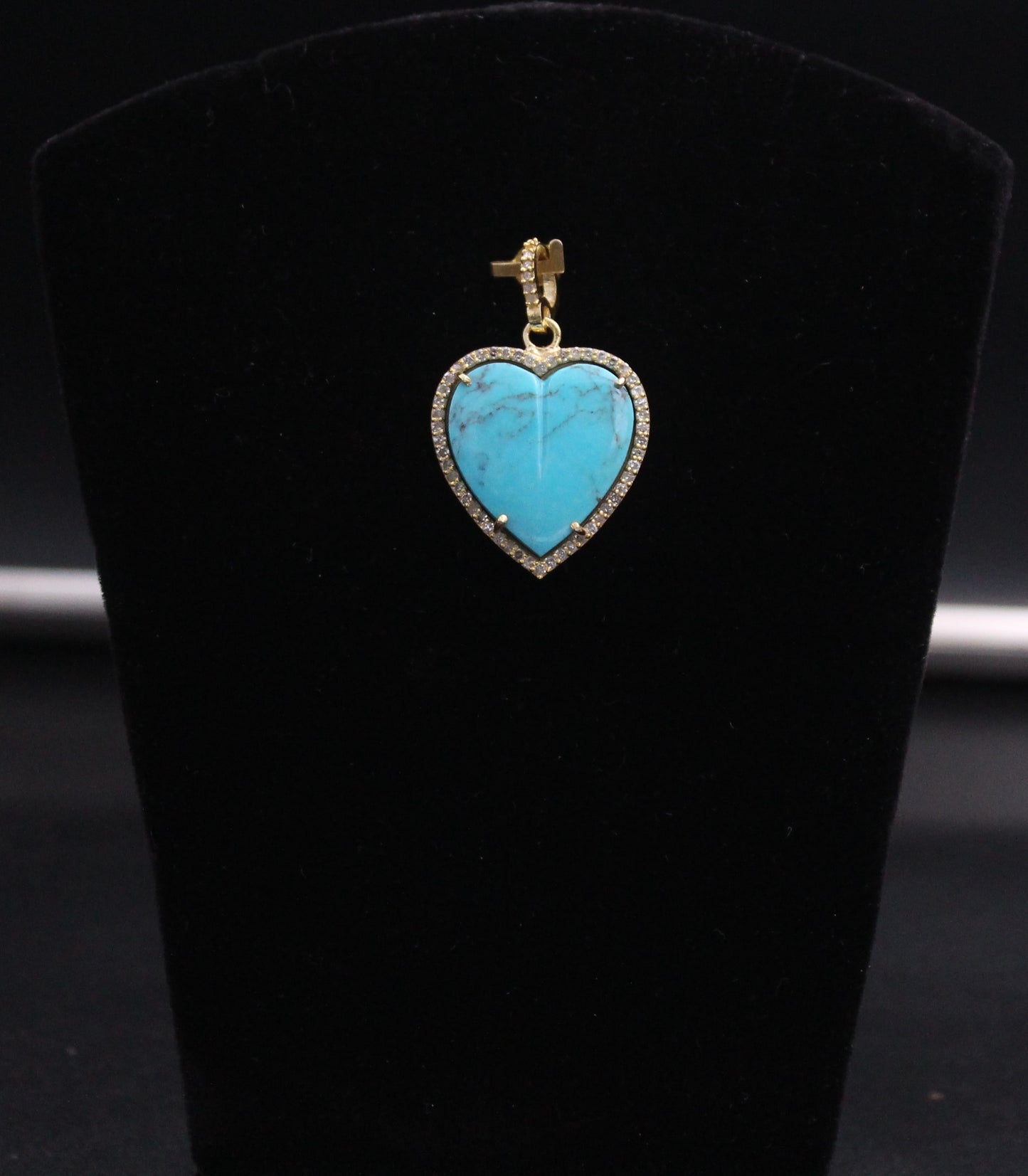 Small Heart Diamond & Turquoise Pendant