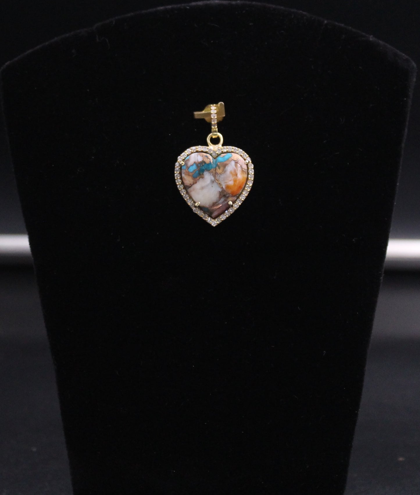 Small Heart Diamond & Turquoise Pendant