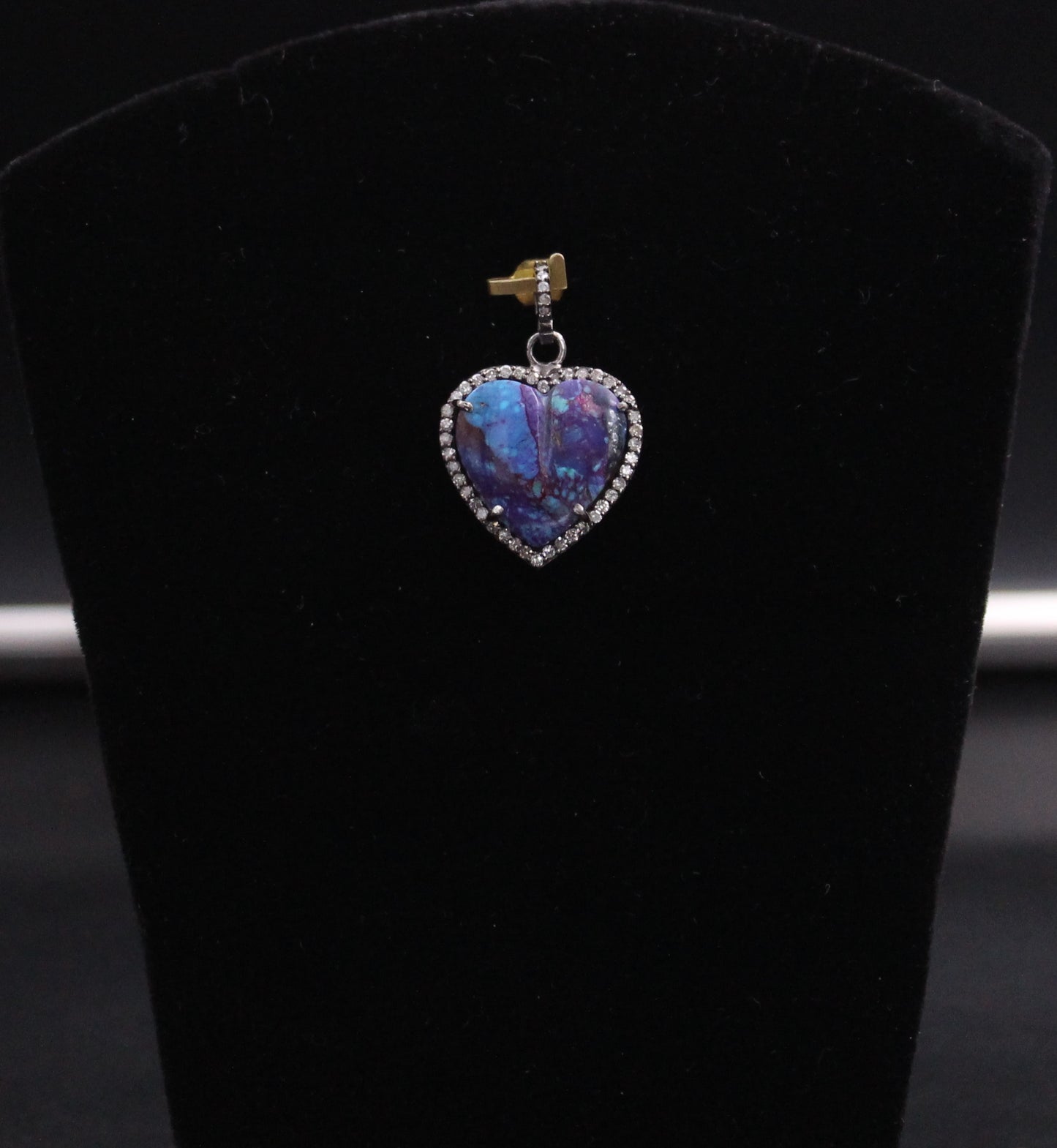 Small Heart Diamond & Turquoise Pendant