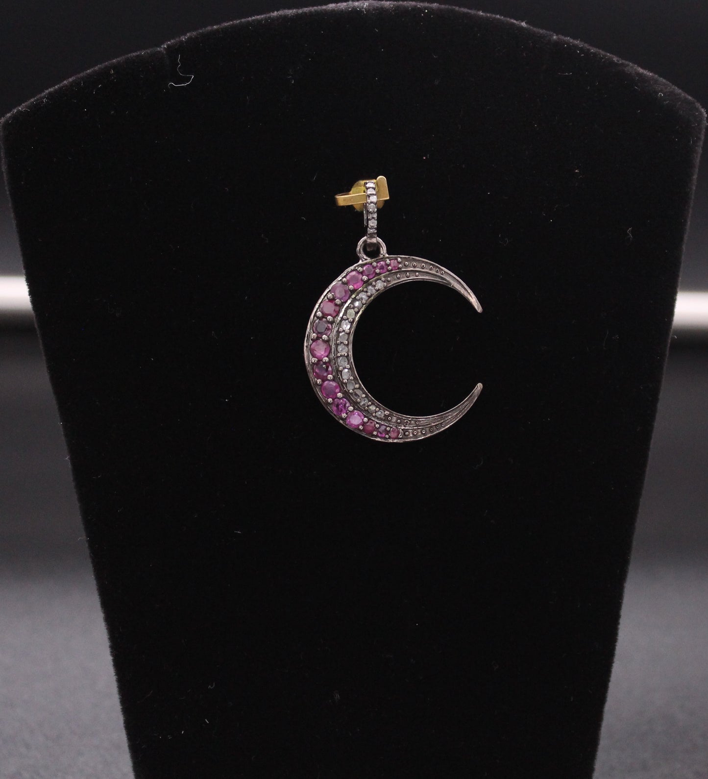 Moon Diamond & Gemstones Pendant