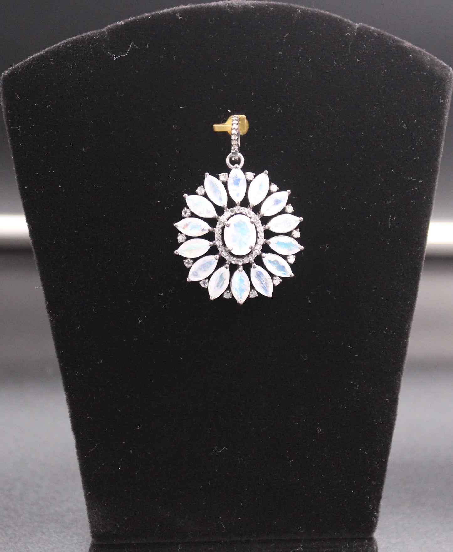 Flower Diamond & Moon Stone Pendant