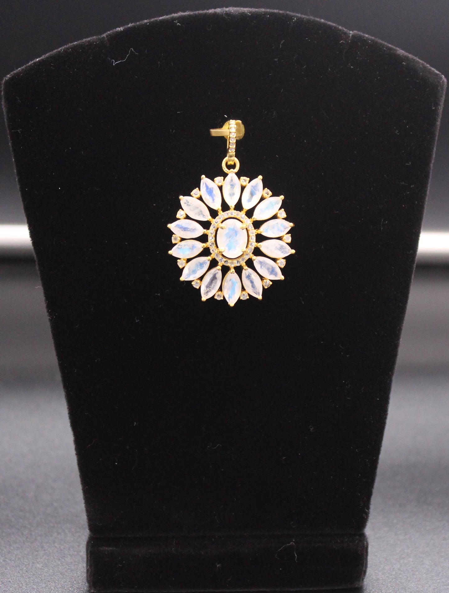 Flower Diamond & Moon Stone Pendant