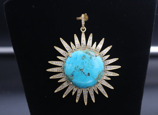 Sun Diamond and Turquoise Pendant
