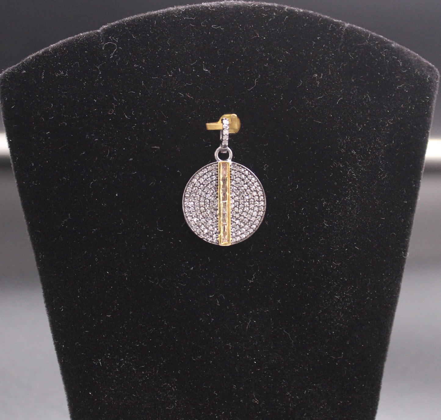 Two Tone Round All Diamond Pendant