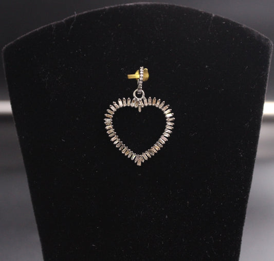 Open Heart Diamond Baguette Pendant