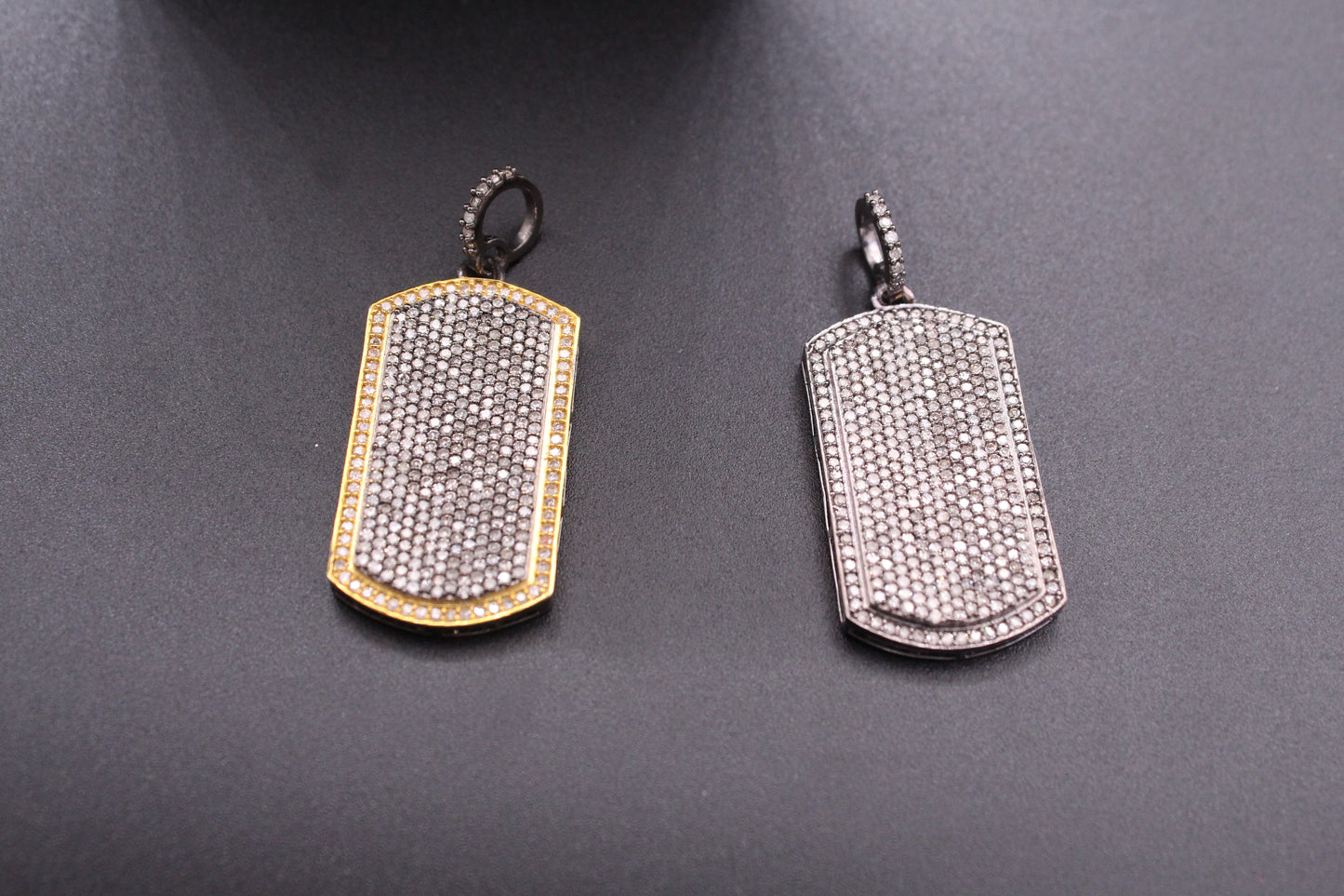 Dog Tag All Diamond Pendant in Two Tone