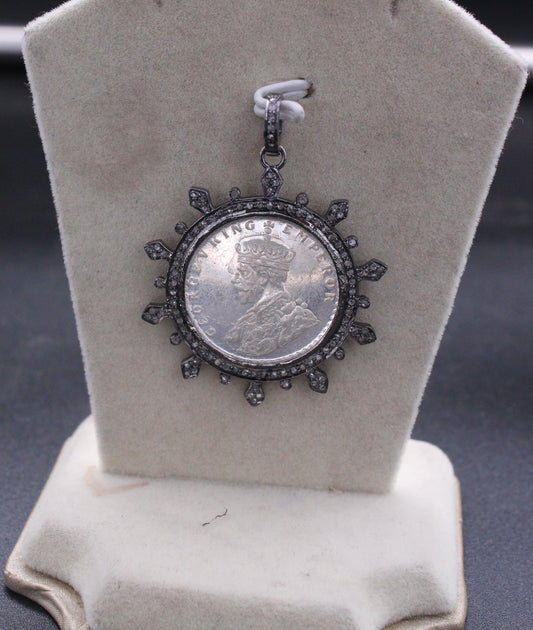 Round Diamond and Coin Pendant