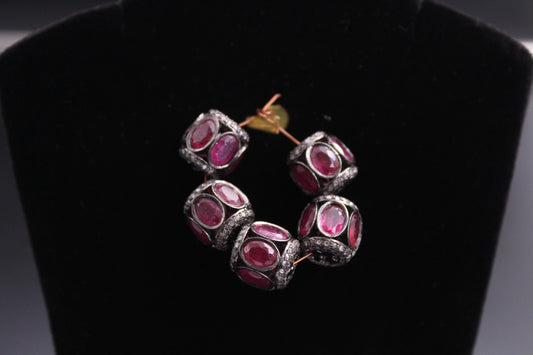 Oval Gemstone and Diamond Bead