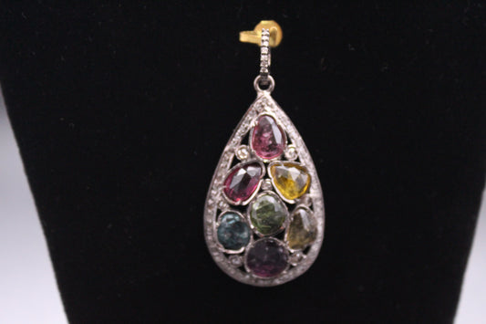 Tourmaline Drop Design Diamond Pendant