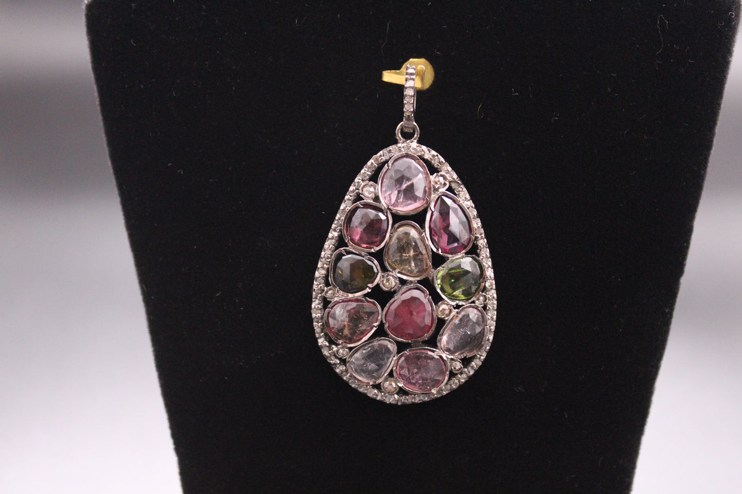 Tourmaline Drop Design Diamond Pendant