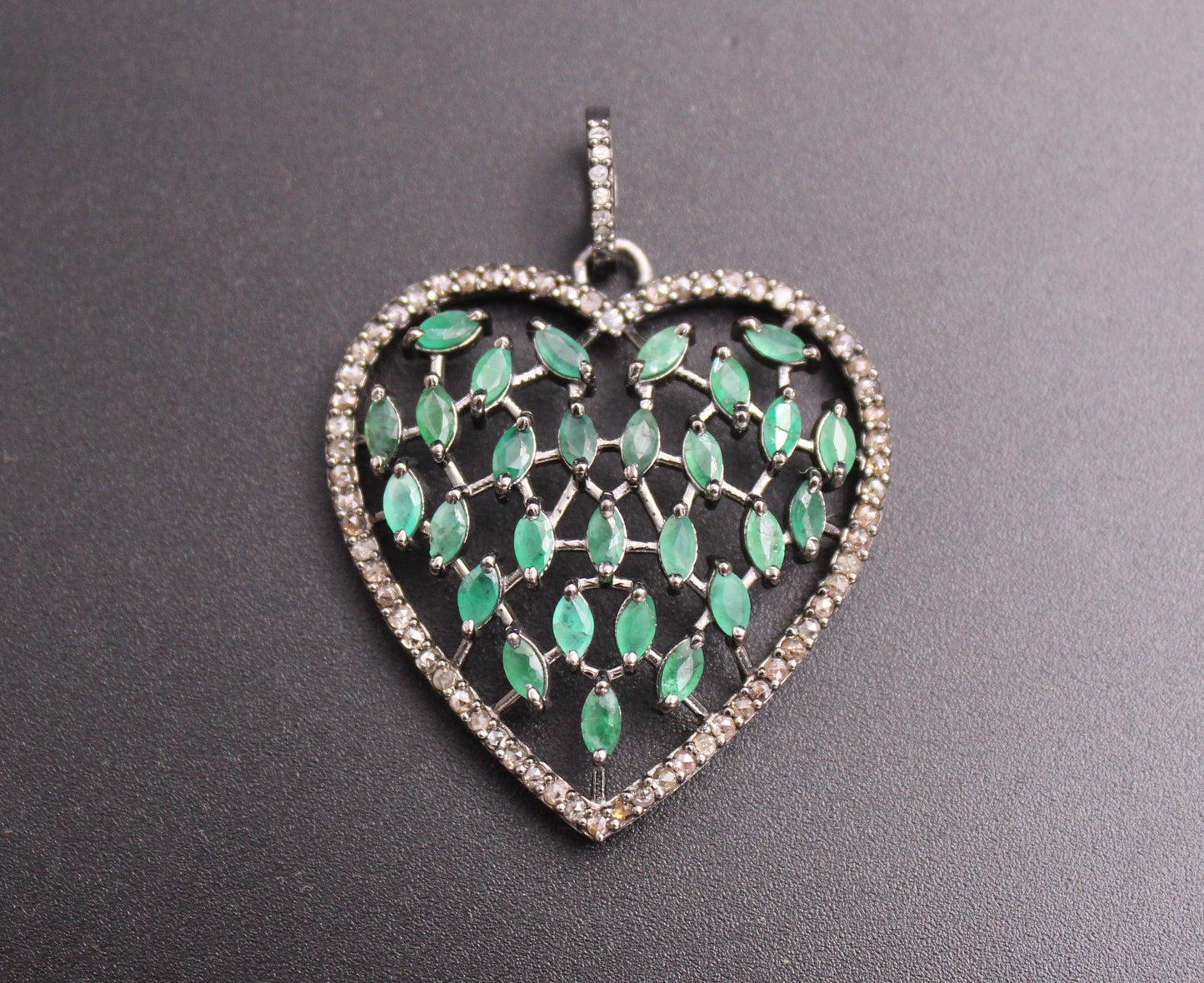 Heart Design Pendant with Diamond and Gemstone