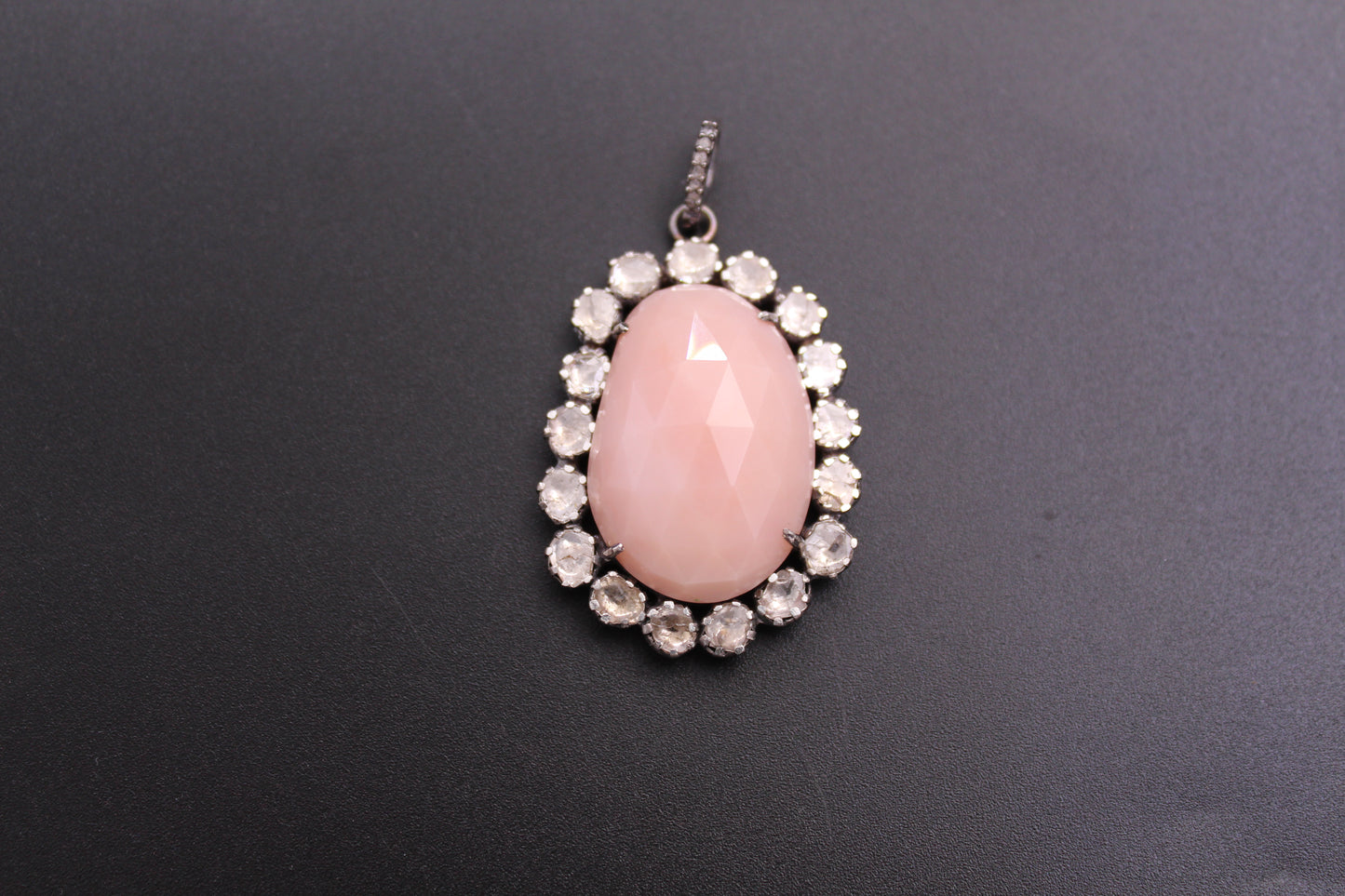 Pink Opal Diamond with Polki Pendant