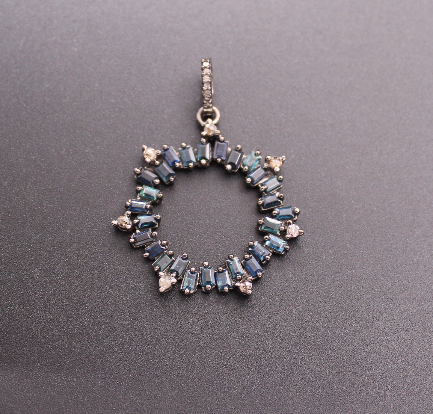 Flower Diamond and Blue Sapphire Pendant