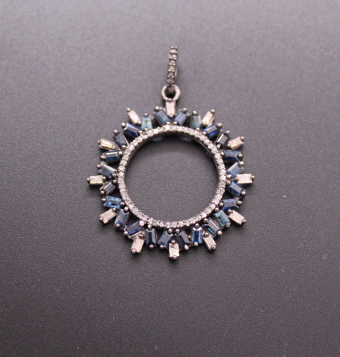 Flower Diamond and Blue Sapphire Pendant