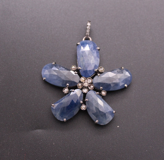 Flower Diamond and Gemstone Pendant