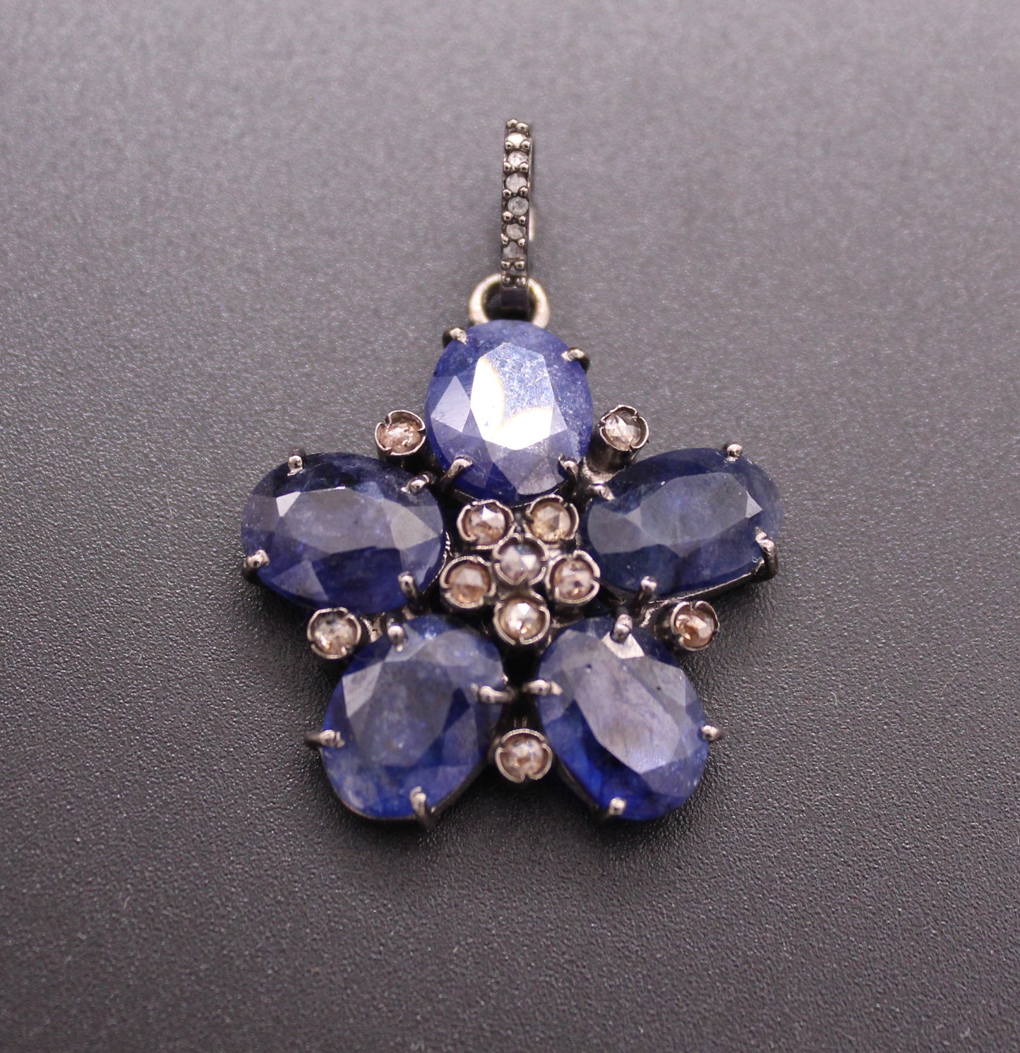 Flower Diamond and Gemstone Pendant
