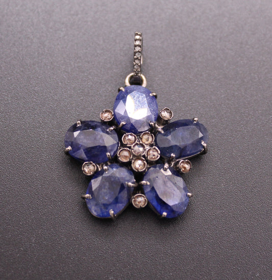 Flower Diamond and Gemstone Pendant