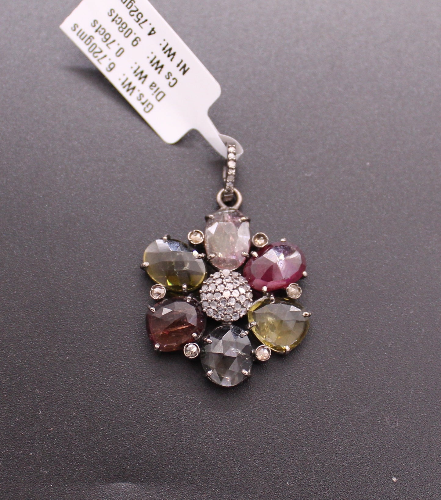 Flower Diamond and Gemstone Pendant