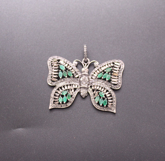 Butterfly Diamond and Gemstone Pendant