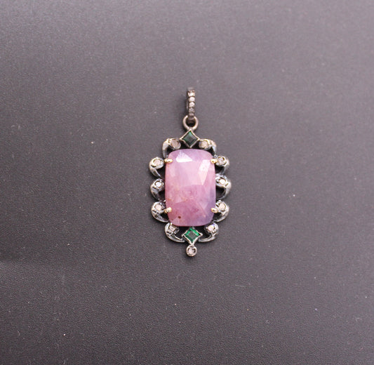 Flower Diamond and Gemstone Pendant