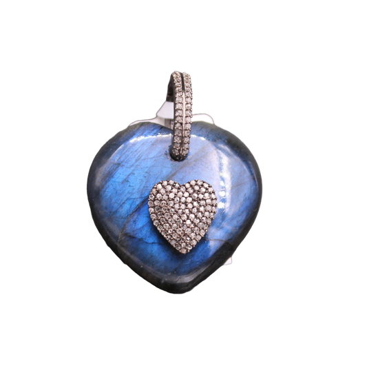 Heart Design Diamond and Gemstone Pendant