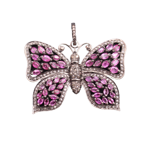 Butterfly Diamond and Gemstone Pendant