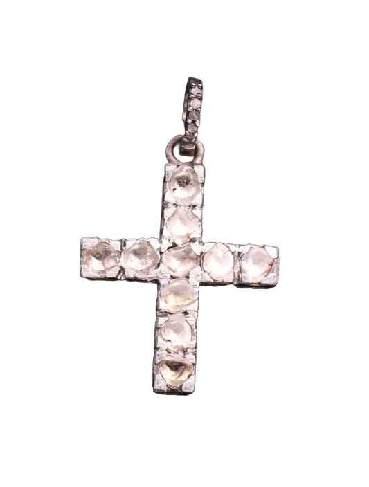 Cross Design Diamond and Polki Pendant