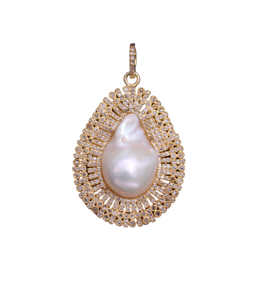 Tear Drop Pearl Diamond Pendant