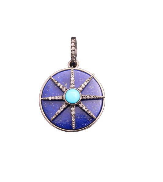 Round Star Diamond and Gemstone Pendant