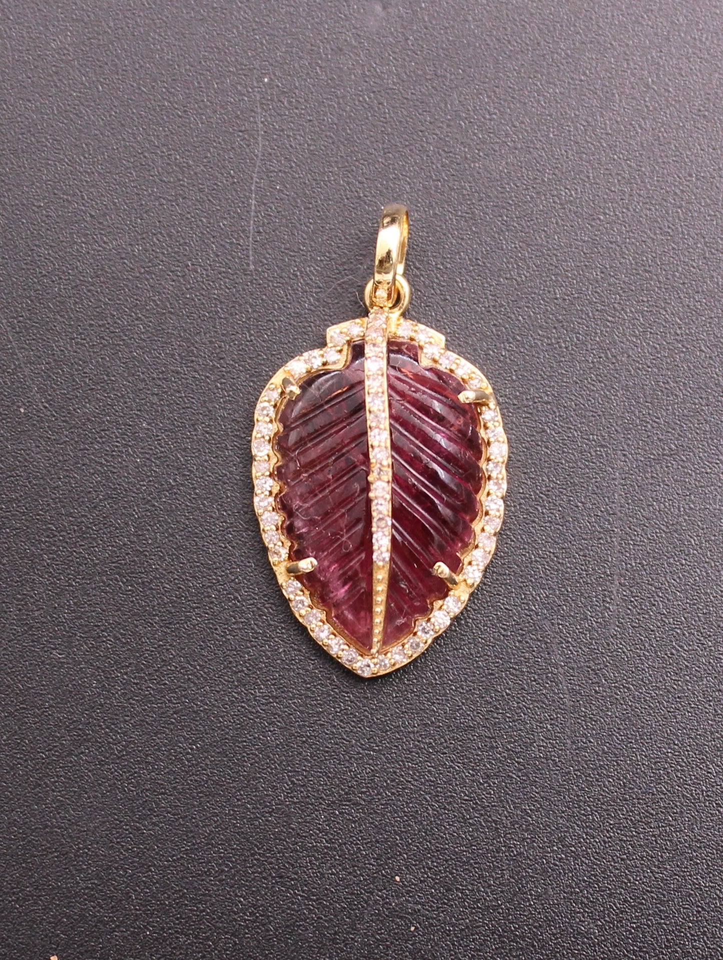 Gold Leaves Diamond and Gemstone Pendant