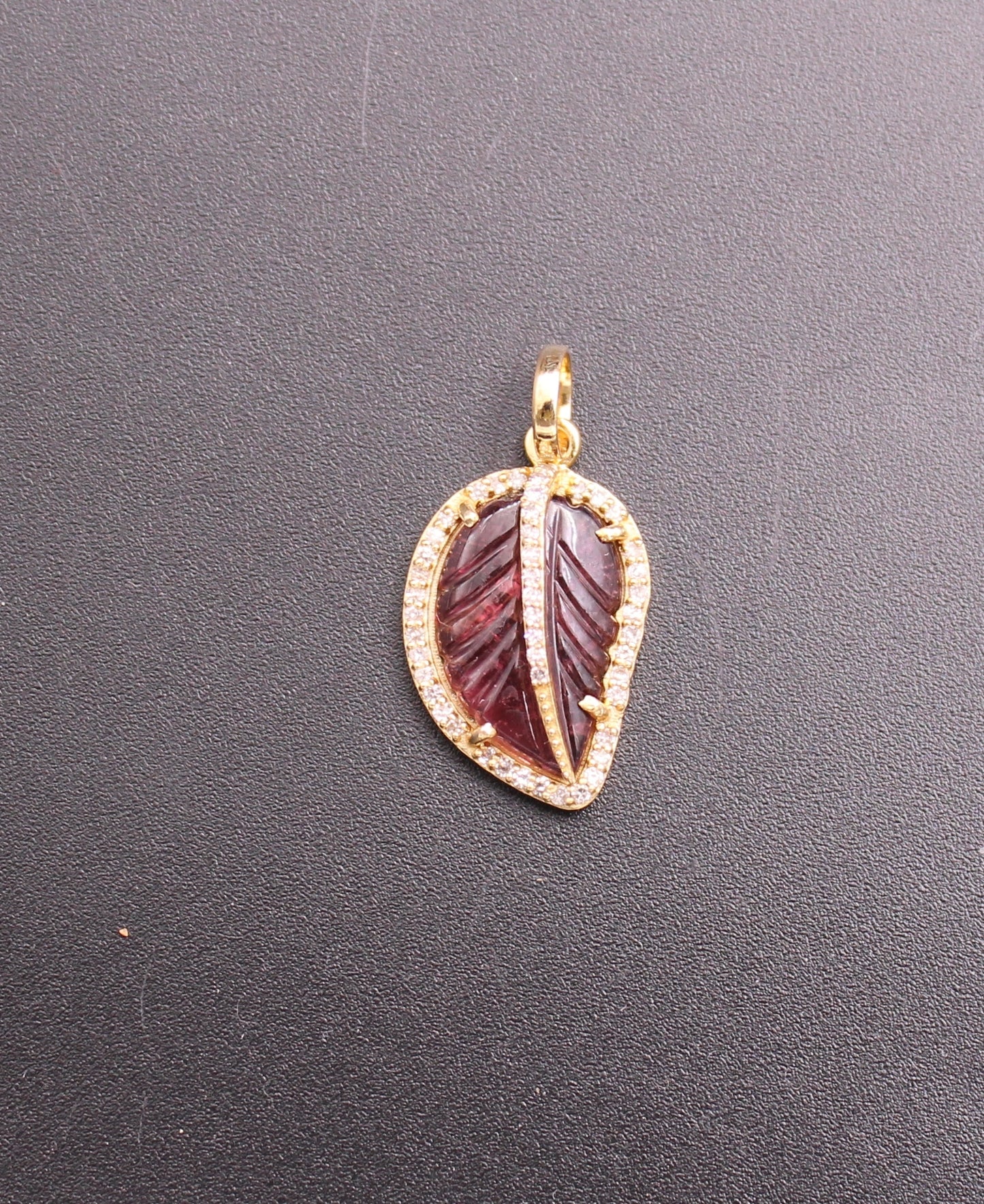 Gold Leaves Diamond and Gemstone Pendant