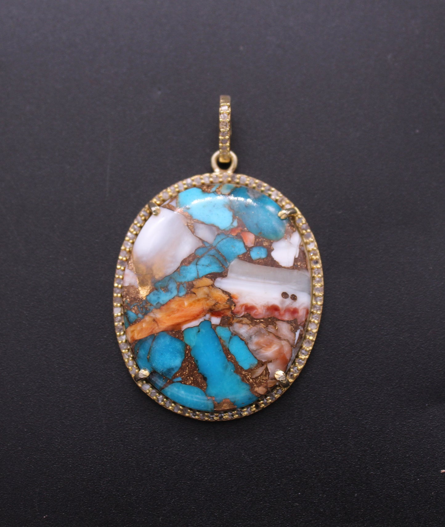 Oval Diamond and Gemstone Pendant