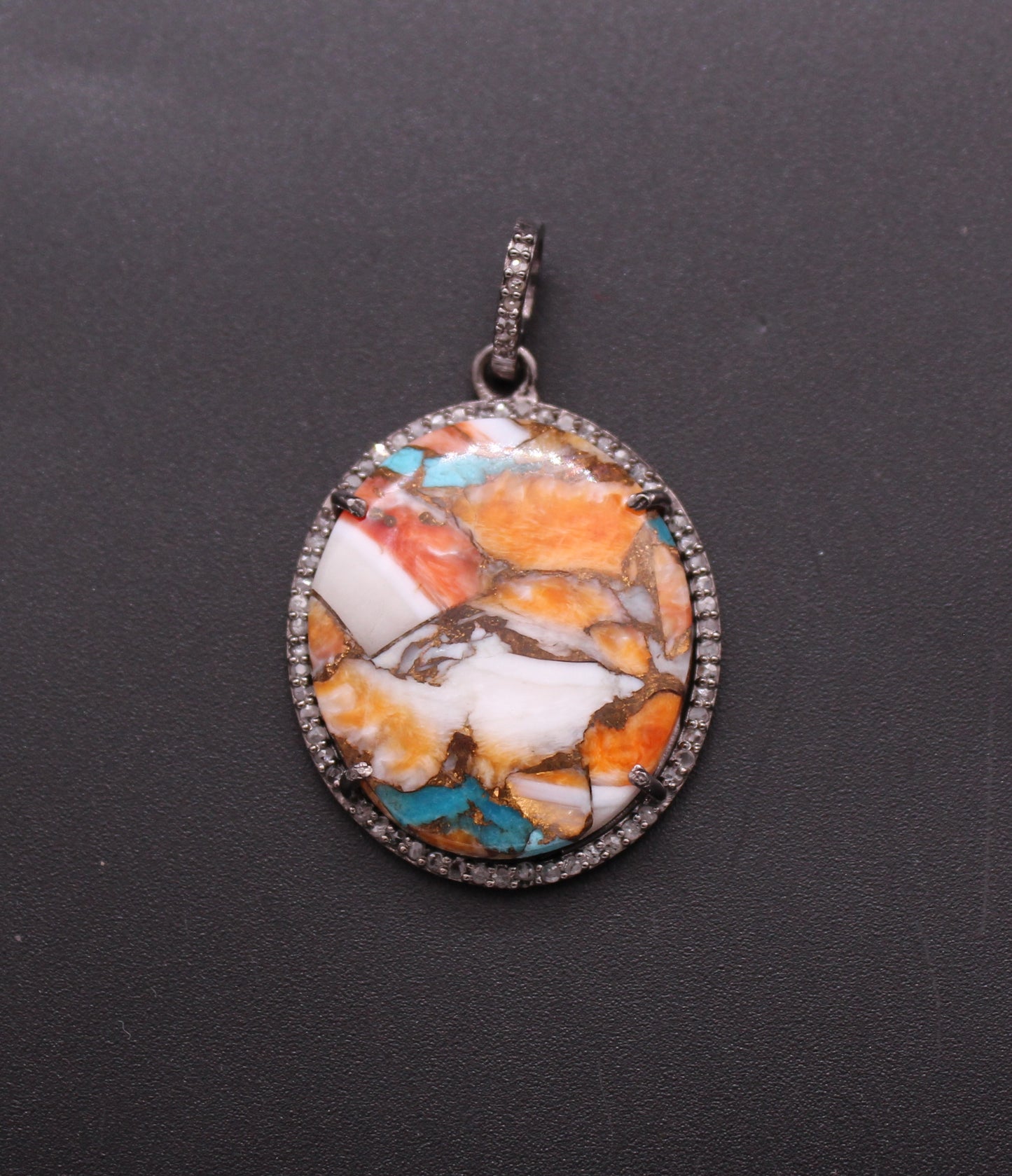 Oval Diamond and Gemstone Pendant