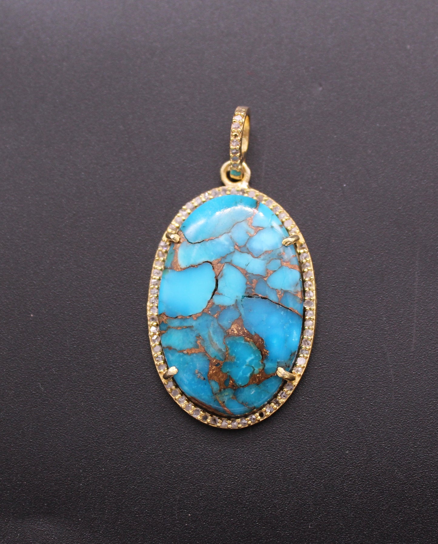 Oval Diamond and Gemstone Pendant