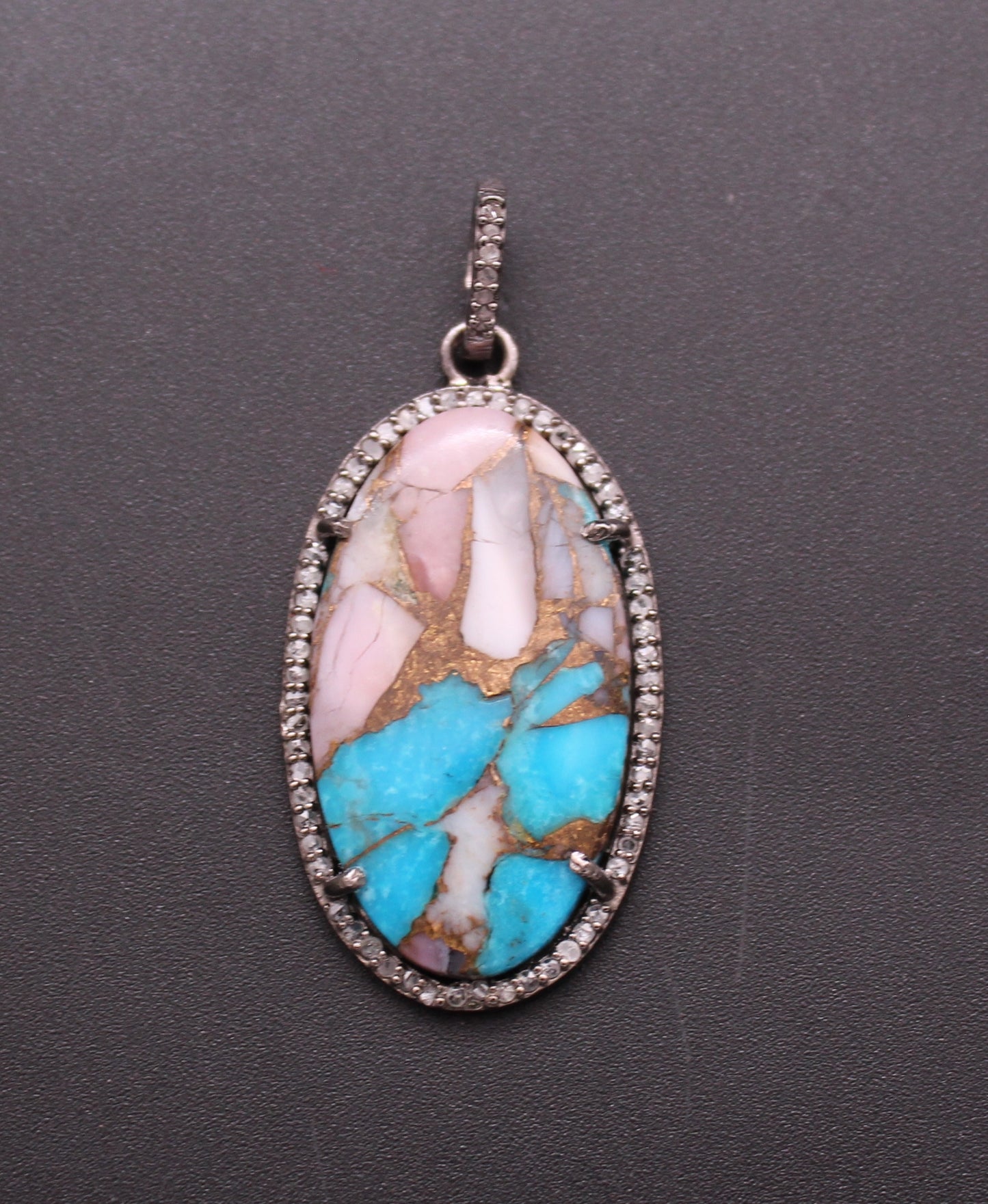 Oval Diamond and Gemstone Pendant