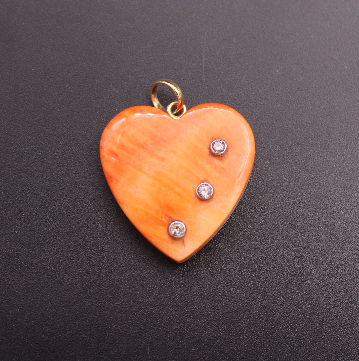 Gold Heart Diamond and  Gemstone Pendant