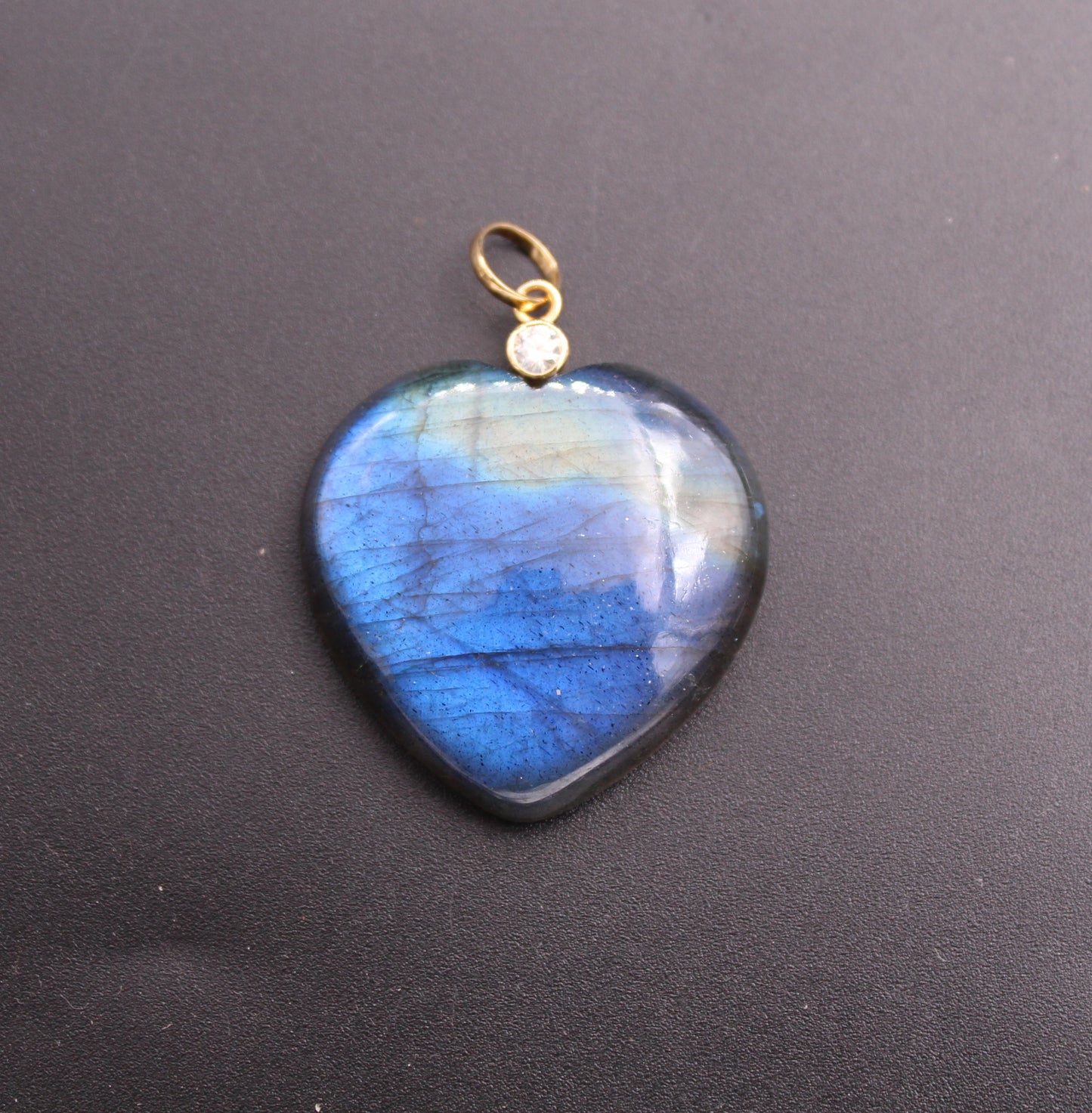 Gold Heart Diamond and Gemstone Pendant