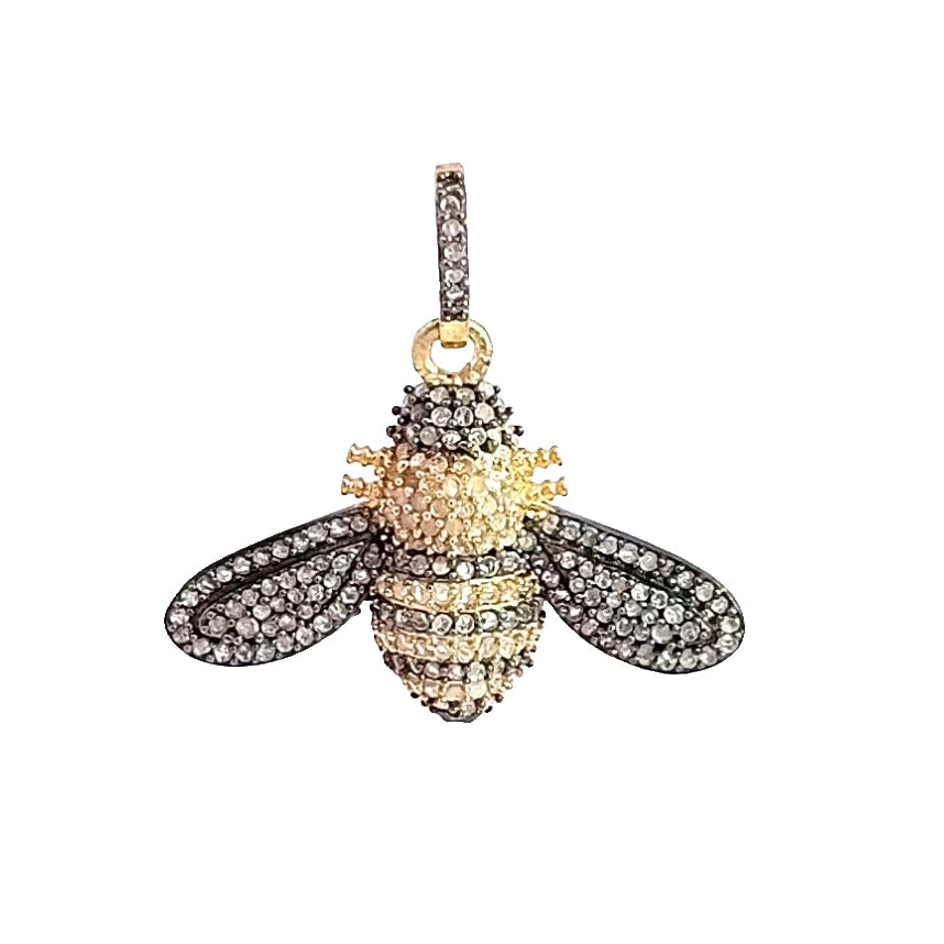 Two Tone Pave Bee Diamond Charm