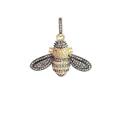 Two Tone Pave Bee Design Diamond Pendant
