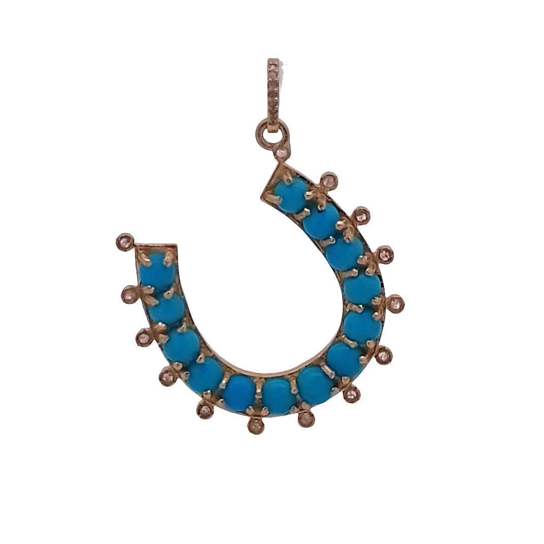 Horse Shoe Diamond &  Gemstone Pendant