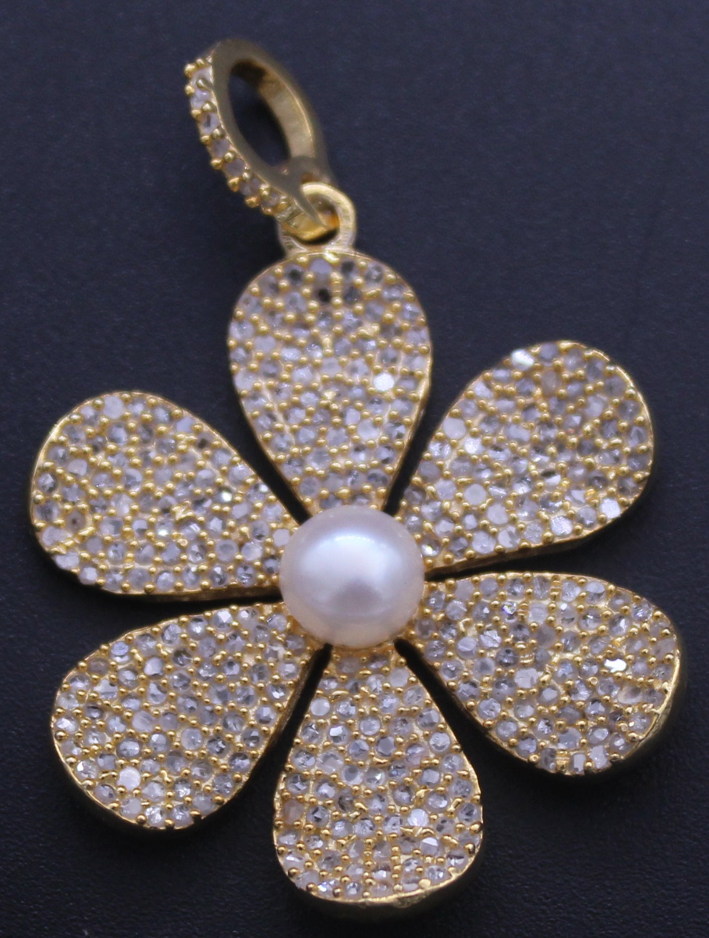 Flower Diamond with Pearl Pendant