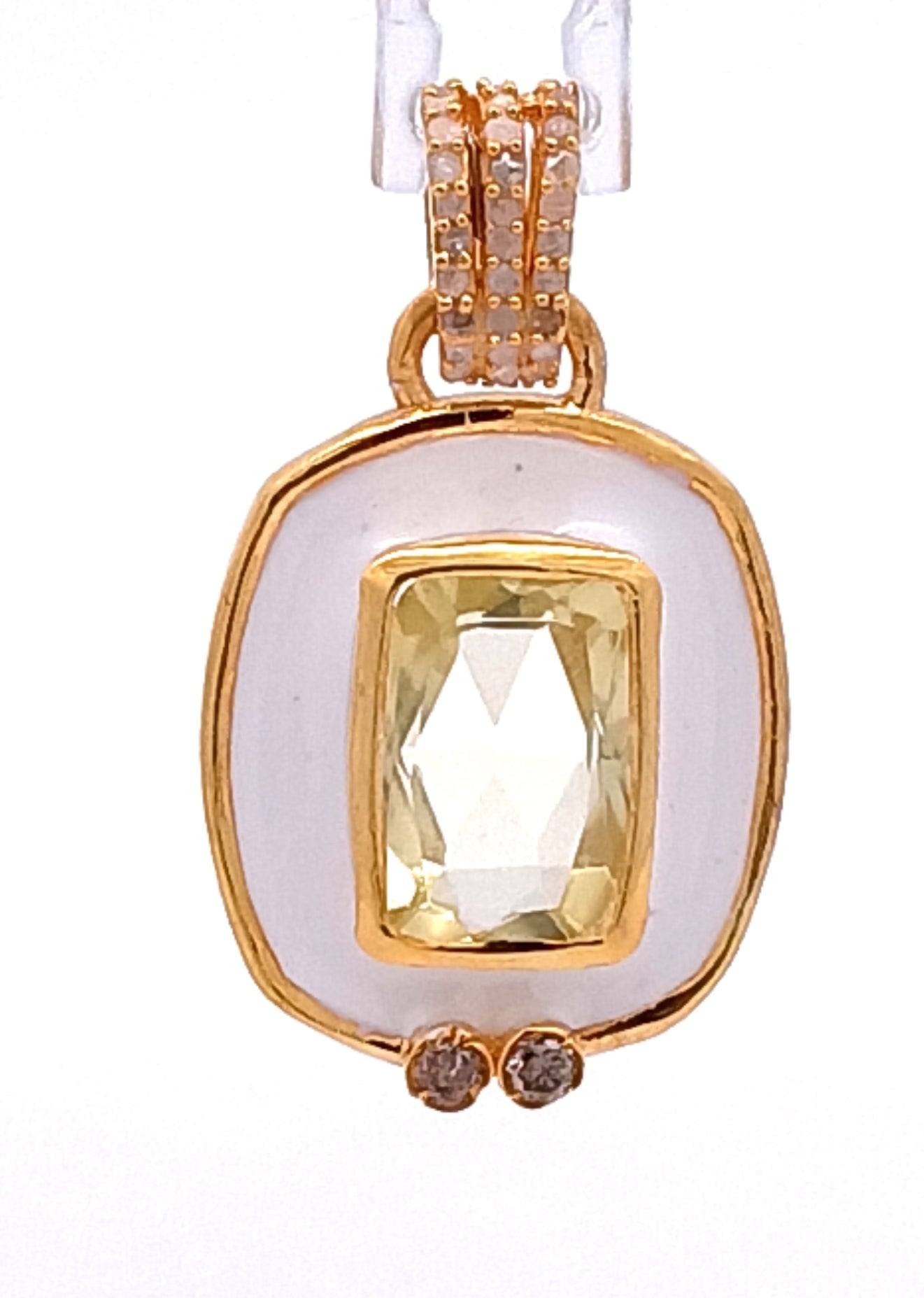 Rectangle Enamel with Stone Diamond Charm