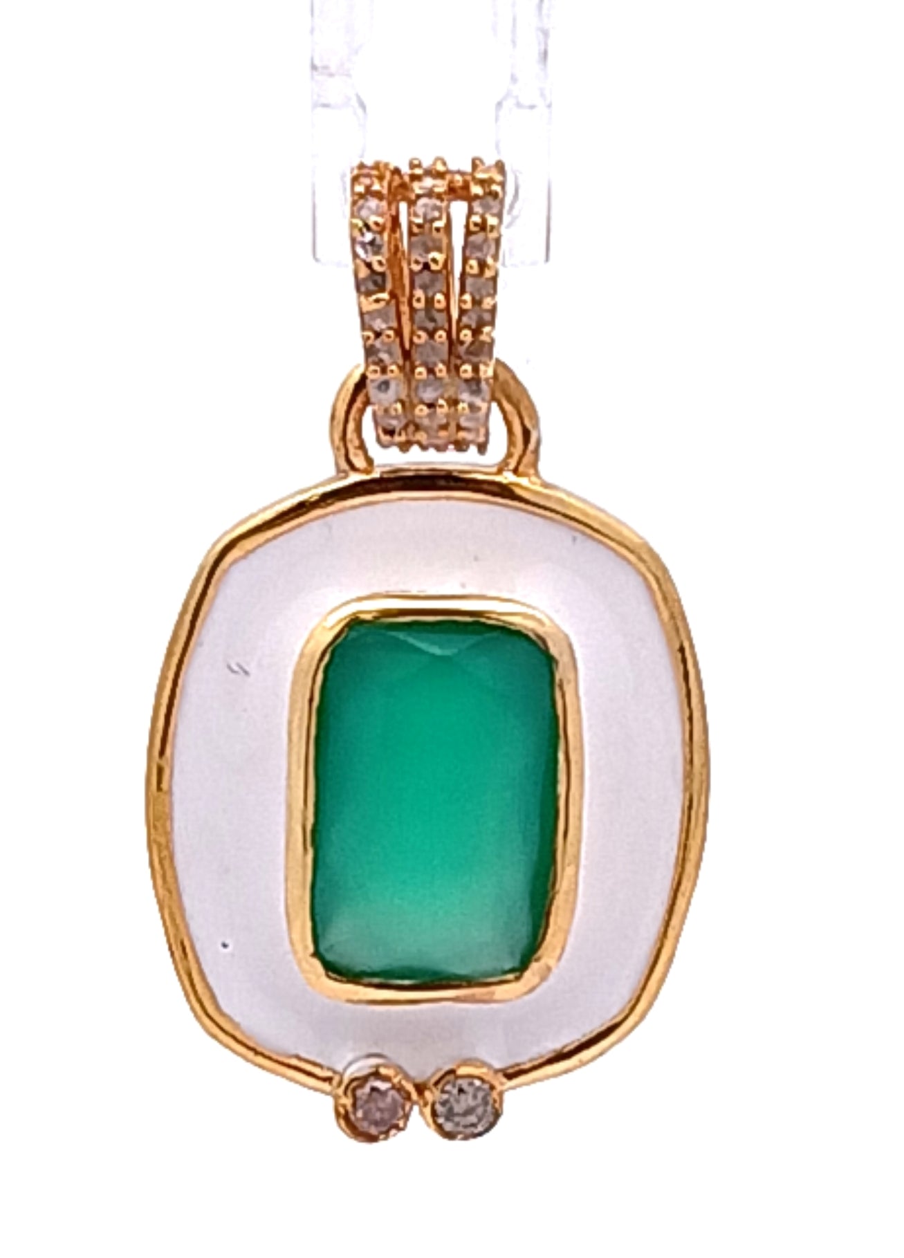 Rectangle Enamel with Stone Diamond Charm